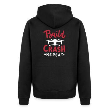Drohnenpilot Quadrocopter FPV - Unisex Premium Bio Zip Hoodie - Schwarz - Hinten - Nico (187cm)