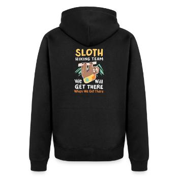 Faultier Wanderteam - Unisex Premium Bio Zip Hoodie - Schwarz - Hinten - Nico (187cm)