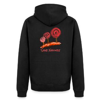 Trees Abstract with Font - Unisex Premium Organic Zip Hoodie - black - Back - Nico (187cm)