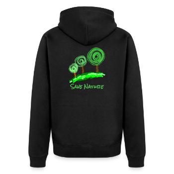 Trees Abstract - Unisex Premium Organic Zip Hoodie - black - Back - Nico (187cm)