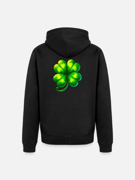 Four-leaf clover - Unisex Premium Organic Zip Hoodie - black