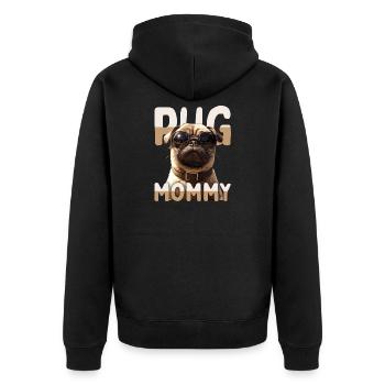 Pug Mommy Mops Mama Muttertag Pug Mom Süßer Mops - Unisex Premium Bio Zip Hoodie - Schwarz - Hinten - Nico (187cm)