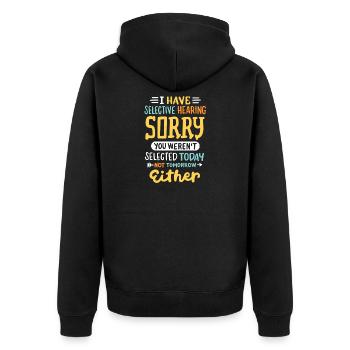 lustiger sarkastischer Spruch - Unisex Premium Bio Zip Hoodie - Schwarz - Hinten - Nico (187cm)