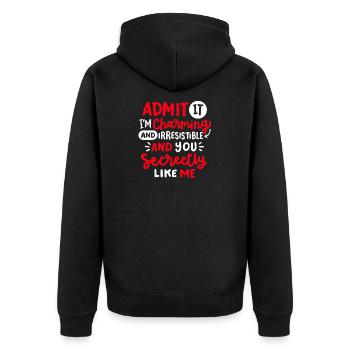 Lustiger Sarkastischer Spruch - Unisex Premium Bio Zip Hoodie - Schwarz - Hinten - Nico (187cm)