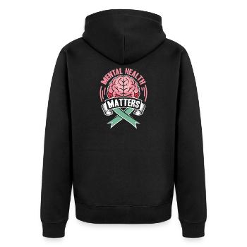 Mental health counts as a motive - Unisex Premium Organic Zip Hoodie - black - Back - Nico (187cm)