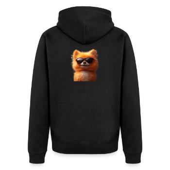 Zwergspitz Pommeraner Pom Süßer Deutscher Spitz - Unisex Premium Bio Zip Hoodie - Schwarz - Hinten - Nico (187cm)