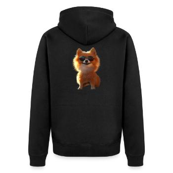 Pomeranian Pomeranian Pom Sweet German Spitz - Unisex Premium Organic Zip Hoodie - black - Back - Nico (187cm)