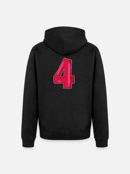 Number Number Four 4 - Unisex Premium Organic Zip Hoodie - black