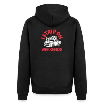 Drag Racing Rennwagen Drag Racer - Unisex Premium Bio Zip Hoodie - Schwarz - Hinten - Nico (187cm)