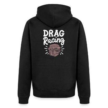 Drag Racing Drag Racer - Unisex Premium Bio Zip Hoodie - Schwarz - Hinten - Nico (187cm)