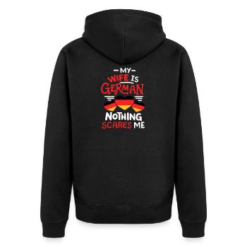 Deutsche Ehefrau Deutschland - Unisex Premium Bio Zip Hoodie - Schwarz - Hinten - Nico (187cm)