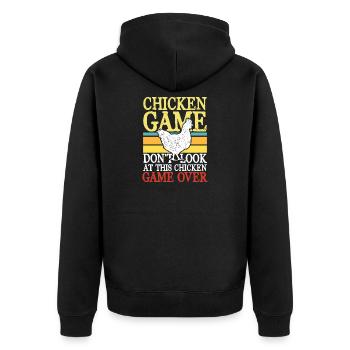 chicken game don t look at this chicken - Unisex Premium Bio Zip Hoodie - Schwarz - Hinten - Nico (187cm)