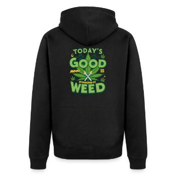 Gute Laune Weed - Unisex Premium Bio Zip Hoodie - Schwarz - Hinten - Nico (187cm)
