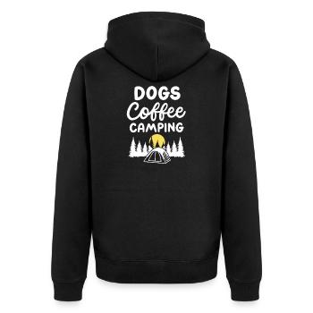 Hunde Kaffee Camping - Unisex Premium Bio Zip Hoodie - Schwarz - Hinten - Nico (187cm)