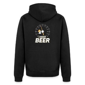 I need beer - Unisex Premium Bio Zip Hoodie - Schwarz - Hinten - Nico (187cm)