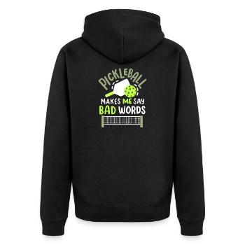 Pickleball-Spieler Paddleball - Unisex Premium Bio Zip Hoodie - Schwarz - Hinten - Nico (187cm)
