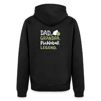 Pickleball-Spieler Papa Opa - Unisex Premium Bio Zip Hoodie - Schwarz - Hinten - Nico (187cm)