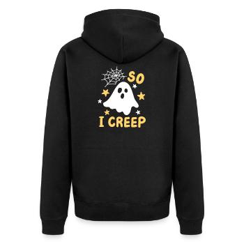 Geist Halloweenkostüm - Unisex Premium Bio Zip Hoodie - Schwarz - Hinten - Nico (187cm)