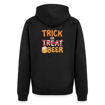 Süßes oder Saures Halloween Bier trinken - Unisex Premium Bio Zip Hoodie - Schwarz - Hinten - Nico (187cm)