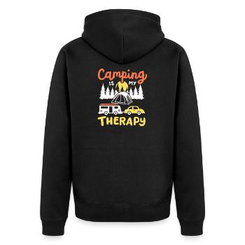 Camping Camper - Unisex Premium Bio Zip Hoodie - Schwarz - Hinten - Nico (187cm)
