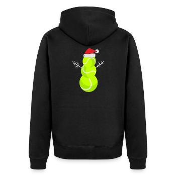 Weihnachts Tennisball Schneemann - Unisex Premium Bio Zip Hoodie - Schwarz - Hinten - Nico (187cm)