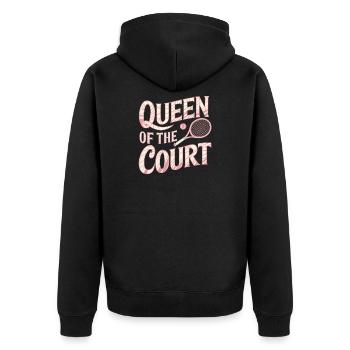 Queen of the Court Tennis - Unisex Premium Bio Zip Hoodie - Schwarz - Hinten - Nico (187cm)