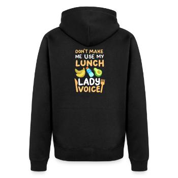 Mittagessen Schule Cafeteria Crew - Unisex Premium Bio Zip Hoodie - Schwarz - Hinten - Nico (187cm)