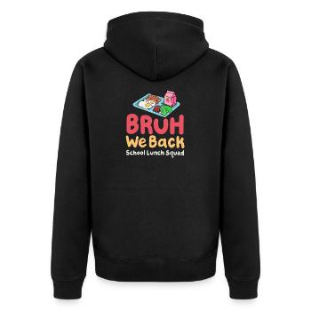 Kantinenfrau Zurück zur Schule - Unisex Premium Bio Zip Hoodie - Schwarz - Hinten - Nico (187cm)