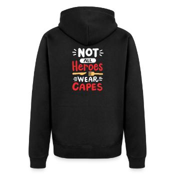 Mittagessen Schule Cafeteria Crew - Unisex Premium Bio Zip Hoodie - Schwarz - Hinten - Nico (187cm)