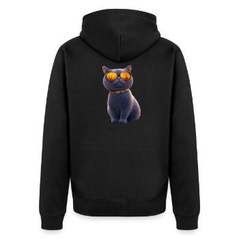 Britisch Kurzhaar Katze BKH Katzenmama Süße Katzen - Unisex Premium Bio Zip Hoodie - Schwarz - Hinten - Nico (187cm)