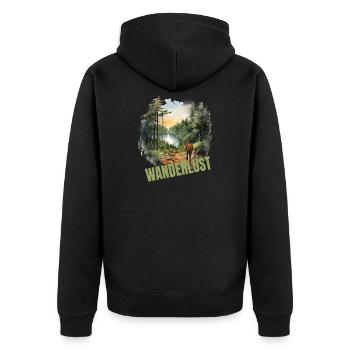 Wandern - Unisex Premium Bio Zip Hoodie - Schwarz - Hinten - Nico (187cm)