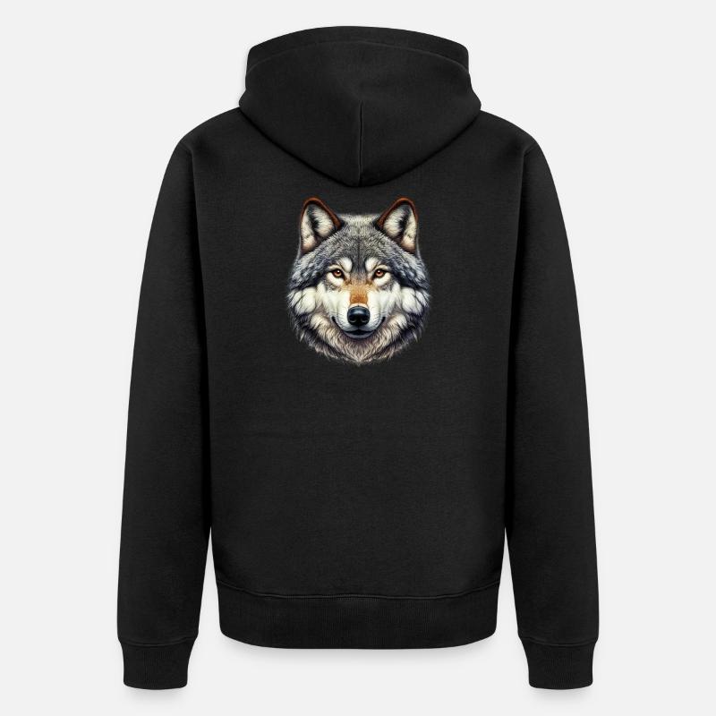 Wolf - Unisex Premium Bio Zip Hoodie - Schwarz