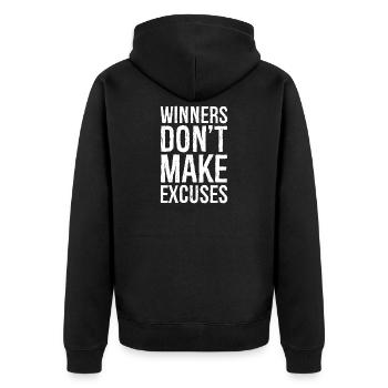 Les gagnants ne trouvent pas d’excuses - Veste à capuche bio Premium Unisexe - noir - Dos - Nico (187cm)