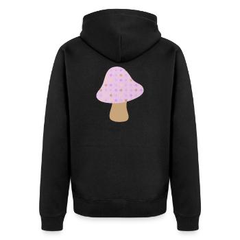 Pilz braun Punkte Dots pastell Wald Kinderzimmer - Unisex Premium Bio Zip Hoodie - Schwarz - Hinten - Nico (187cm)