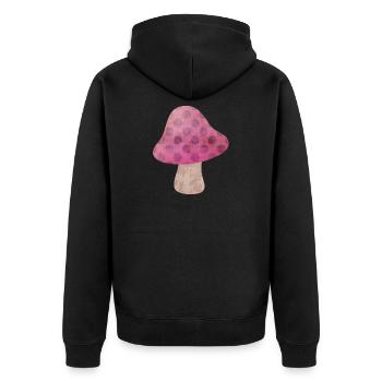 Pilz Herbst Märchen Dots Punkte Wald Kinderzimmer - Unisex Premium Bio Zip Hoodie - Schwarz - Hinten - Nico (187cm)