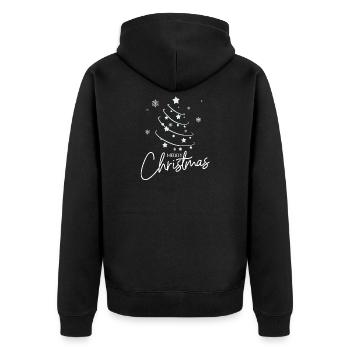 Weihnachtsstern Spirale Stil - Unisex Premium Bio Zip Hoodie - Schwarz - Hinten - Nico (187cm)