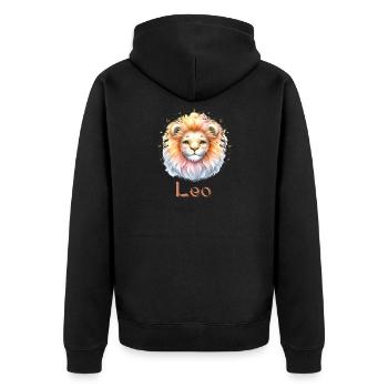 Elegantes Leo Sternzeichen Aquarell Geschenk - Unisex Premium Bio Zip Hoodie - Schwarz - Hinten - Nico (187cm)
