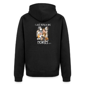 I Just Really Like Horses Pferde Sprüche Pferdefan - Unisex Premium Organic Zip Hoodie - black - Back - Nico (187cm)