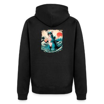 Funny Monster Chihuahua Dogzilla Anime Manga Japan - Unisex Premium Organic Zip Hoodie - black - Back - Nico (187cm)