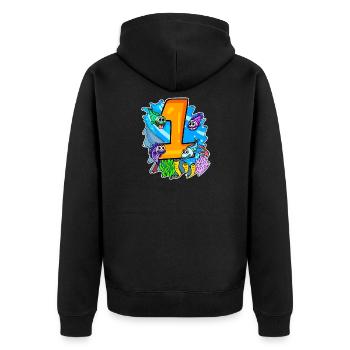 Numéro 1 Numéro Un - Motif Poissons - Veste à capuche bio Premium Unisexe - noir - Dos - Nico (187cm)