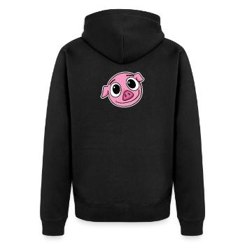 Schwein Kopf - Unisex Premium Bio Zip Hoodie - Schwarz - Hinten - Nico (187cm)