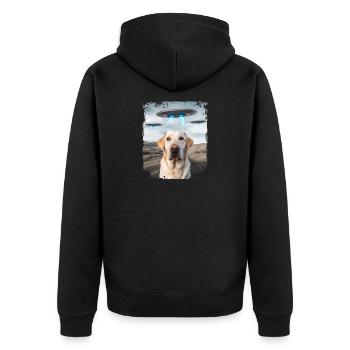 Labrador Retriever Dog Selfie with Alien UFOs. - Unisex Premium Organic Zip Hoodie - black - Back - Nico (187cm)