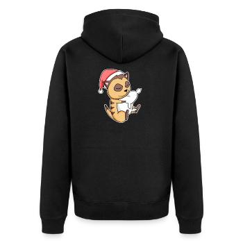Erdmännchen Niedlich Müde Ausschlafen Weihnachten - Unisex Premium Bio Zip Hoodie - Schwarz - Hinten - Nico (187cm)