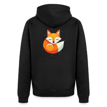 Fox Sleeping - Modern Animal Motif in Warm Colors - Unisex Premium Organic Zip Hoodie - black - Back - Nico (187cm)
