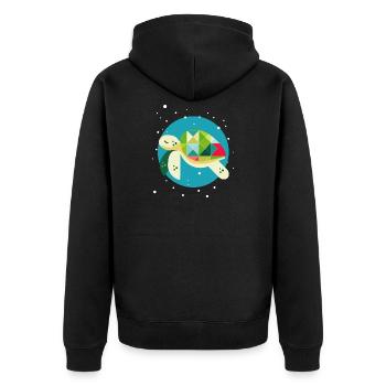 Cute Turtle – Creative Underwater World - Unisex Premium Organic Zip Hoodie - black - Back - Nico (187cm)