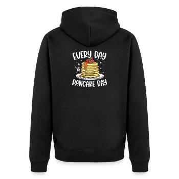 Everyday is pancake day - Unisex Premium Bio Zip Hoodie - Schwarz - Hinten - Nico (187cm)