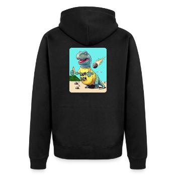 Carpe Diem Dinosaur - Unisex Premium Organic Zip Hoodie - black - Back - Nico (187cm)