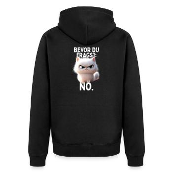 Bevor Du Fragst Nö Katze Morgenmuffel Nein Katzen - Unisex Premium Bio Zip Hoodie - Schwarz - Hinten - Nico (187cm)