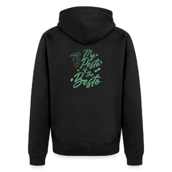 Pesto ist das Beste - Unisex Premium Bio Zip Hoodie - Schwarz - Hinten - Nico (187cm)