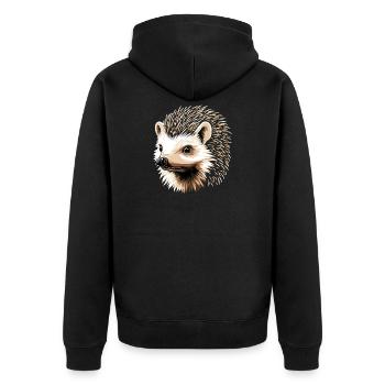Igel Weißbauchigel Stacheligel Liebe Süßer Igel - Unisex Premium Bio Zip Hoodie - Schwarz - Hinten - Nico (187cm)